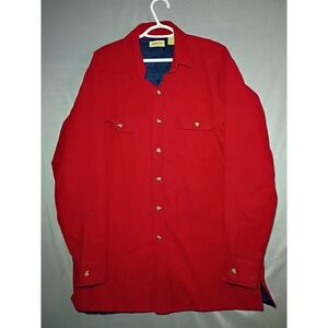 Vntg St Johns Bay Shacket Men LT Red Corduroy Quilted Lined Outdoor Hunting Camp